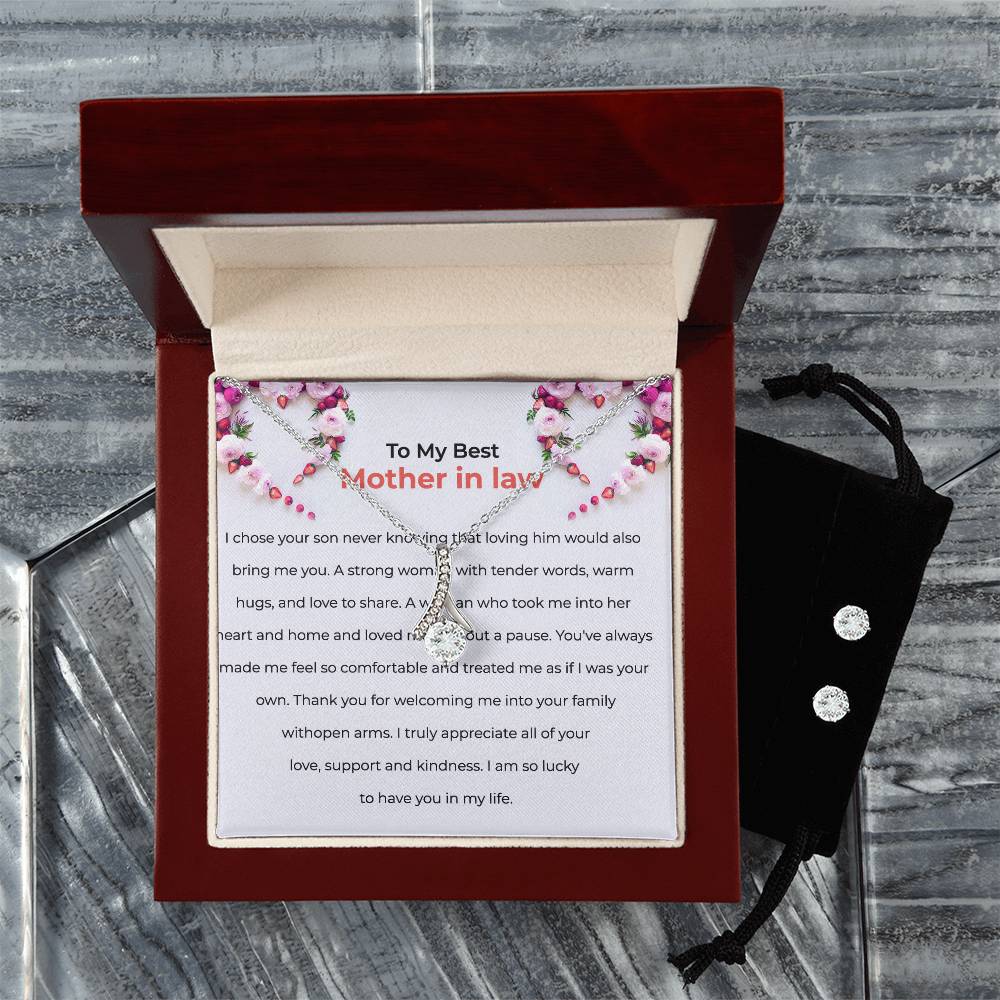 To the Best Mother-in-law | Eternal Beauty Necklace | Cherished Gift for Mother-in-law | Necklace & Earring Set Gift
