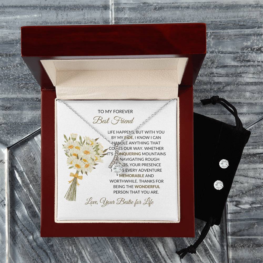 To My Forever Best Friend - Alluring Beauty Necklace and Earrings Set | Gift for Best Friend | Friendship Gift