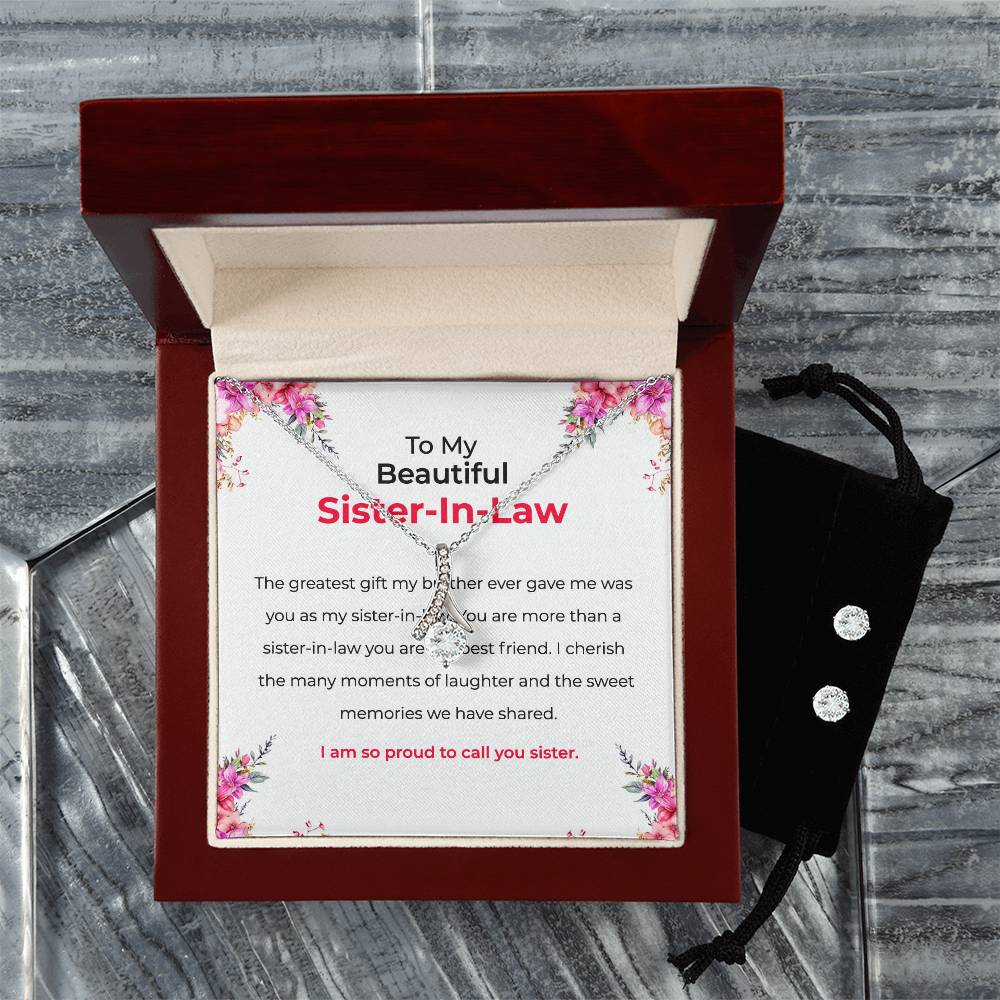 To My Beautiful Sister-in-Law | Alluring Beauty Necklace & Earring Set | Gift for Sister-in-Law