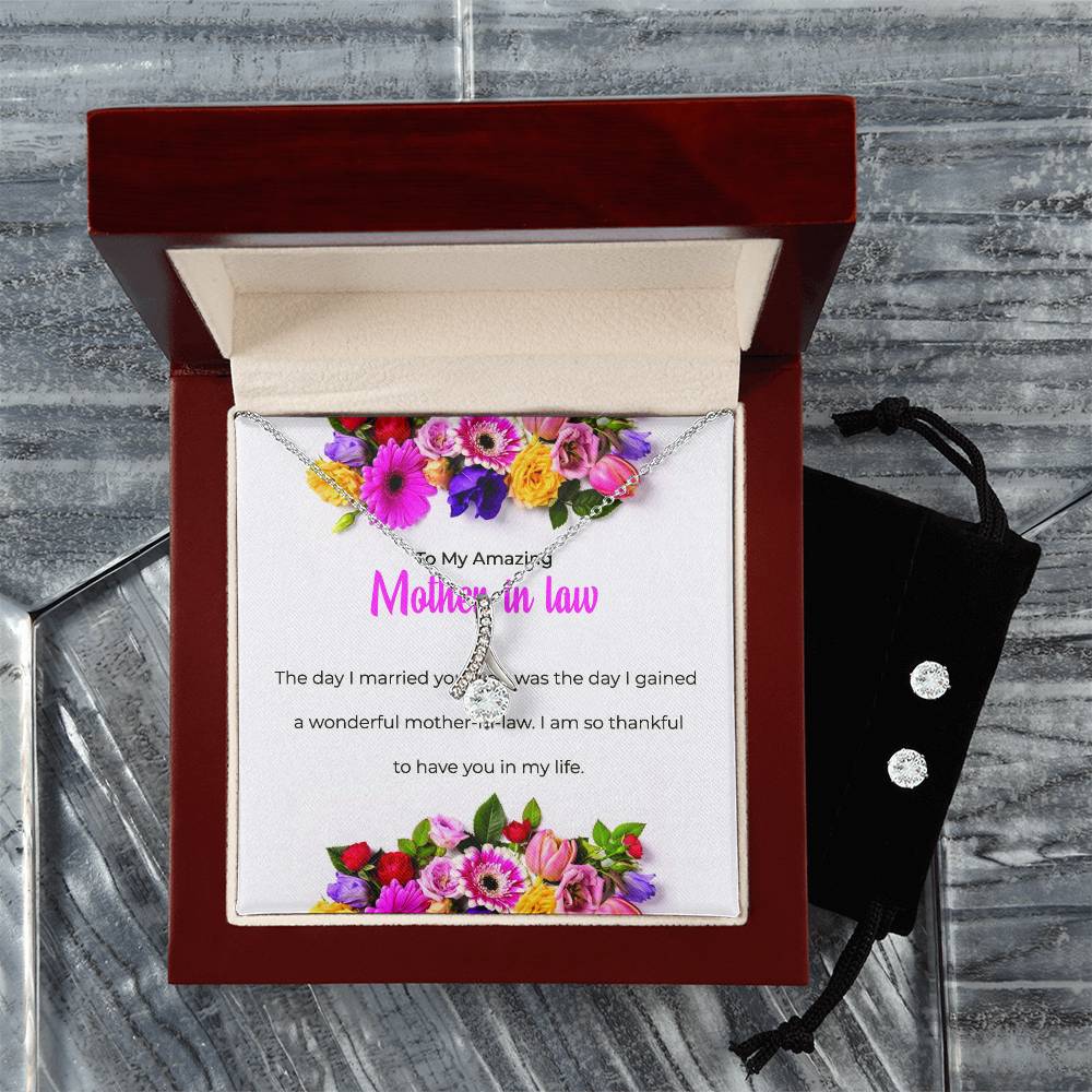 To My Amazing Mother-in-law | Eternal Beauty Necklace | Thoughtful Gift for Mother-in-law | Necklace & Earring Set Gift