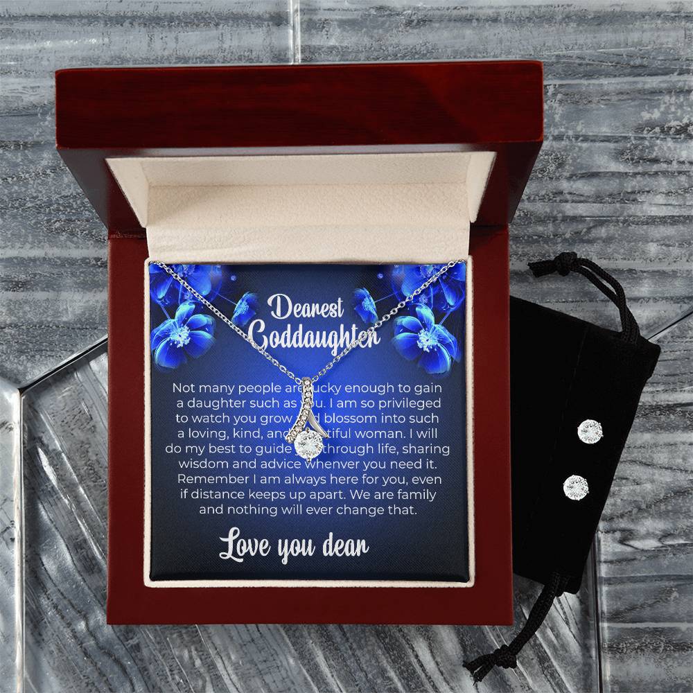 Alluring Beauty Necklace & Earring Set | To My Dearest Goddaughter | A Treasure That Shines with Love | Goddaughter Gift