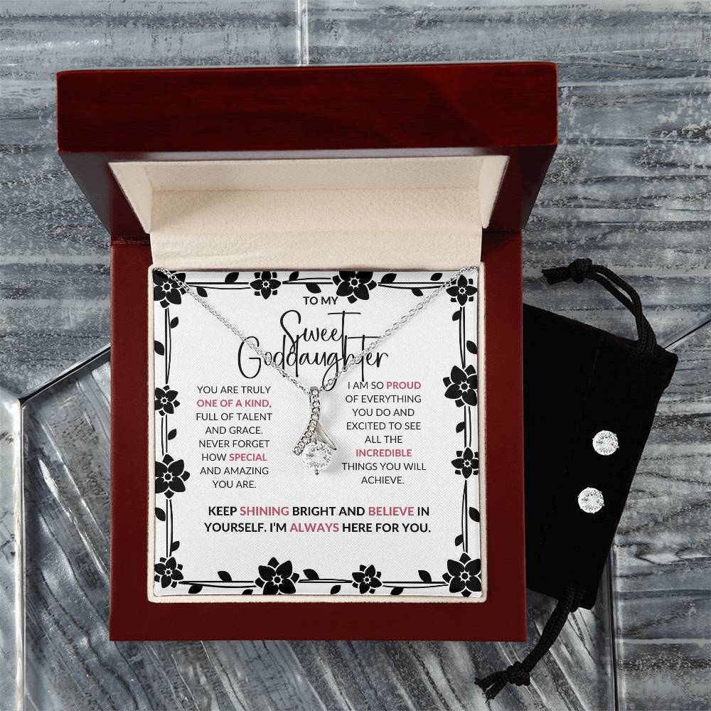 Alluring Beauty Necklace & Earring Set | To My Sweet Goddaughter | Celebrate Her Unique Spirit | Goddaughter Gift