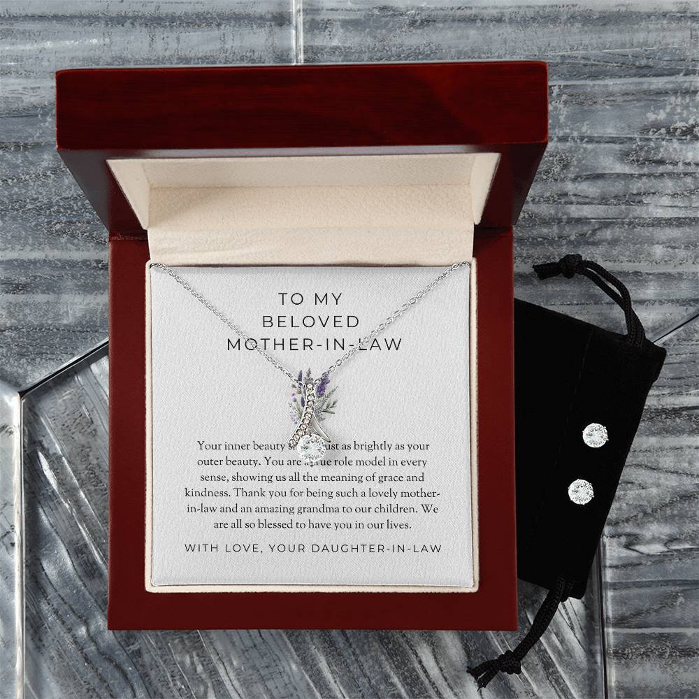 To My Beloved Mother-in-law | Eternal Beauty Necklace | Heartfelt Mother-in-law Gift | Necklace & Earring Set Gift