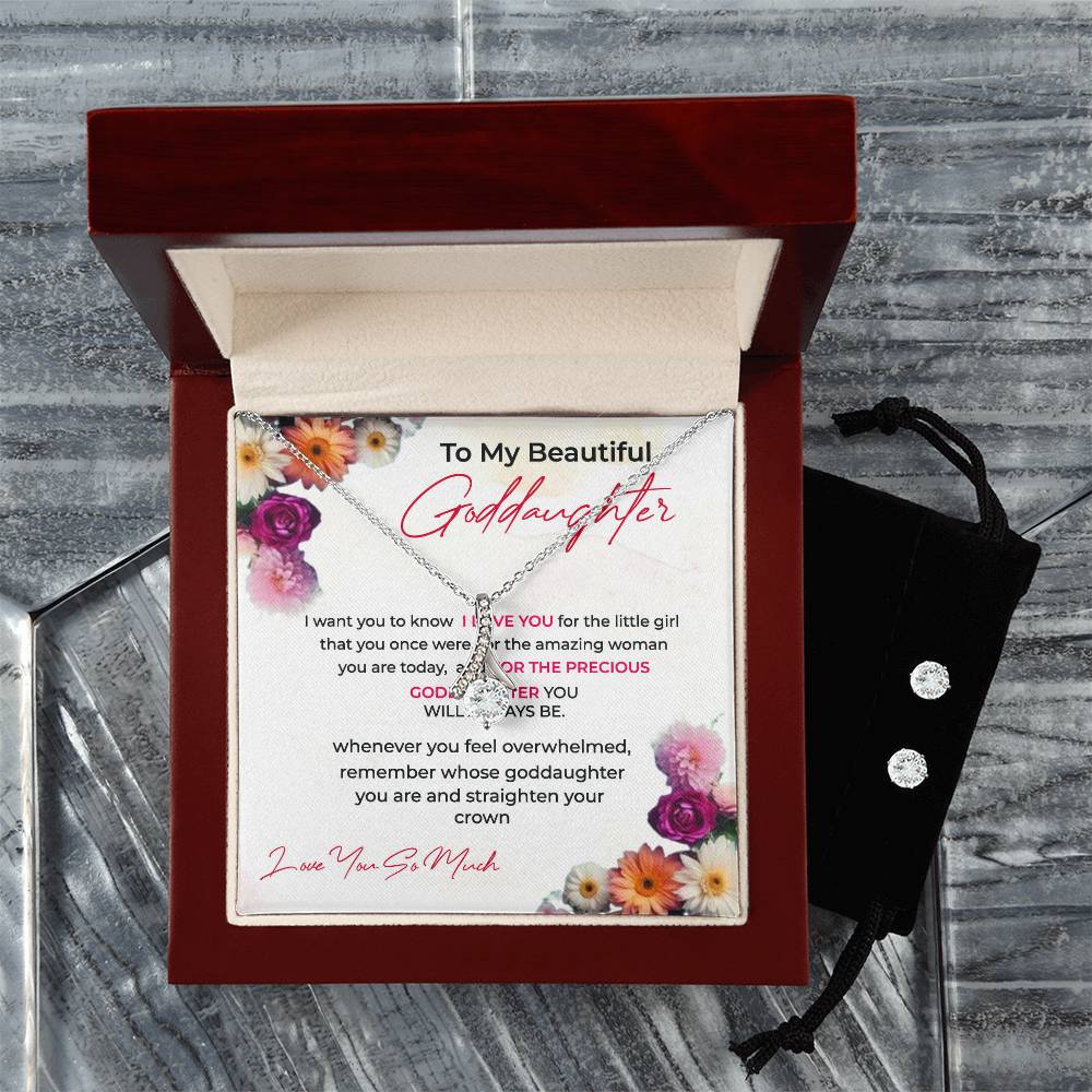Alluring Beauty Necklace & Earring Set | To My Beautiful Goddaughter | A Timeless Piece for a Timeless Bond | Goddaughter Gift