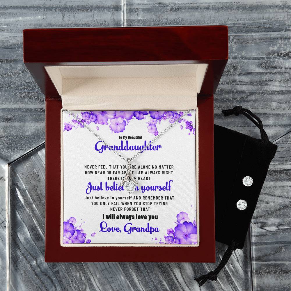 To My Beautiful Granddaughter | Alluring Beauty Necklace & Earring Set, Sent with Love from Grandpa