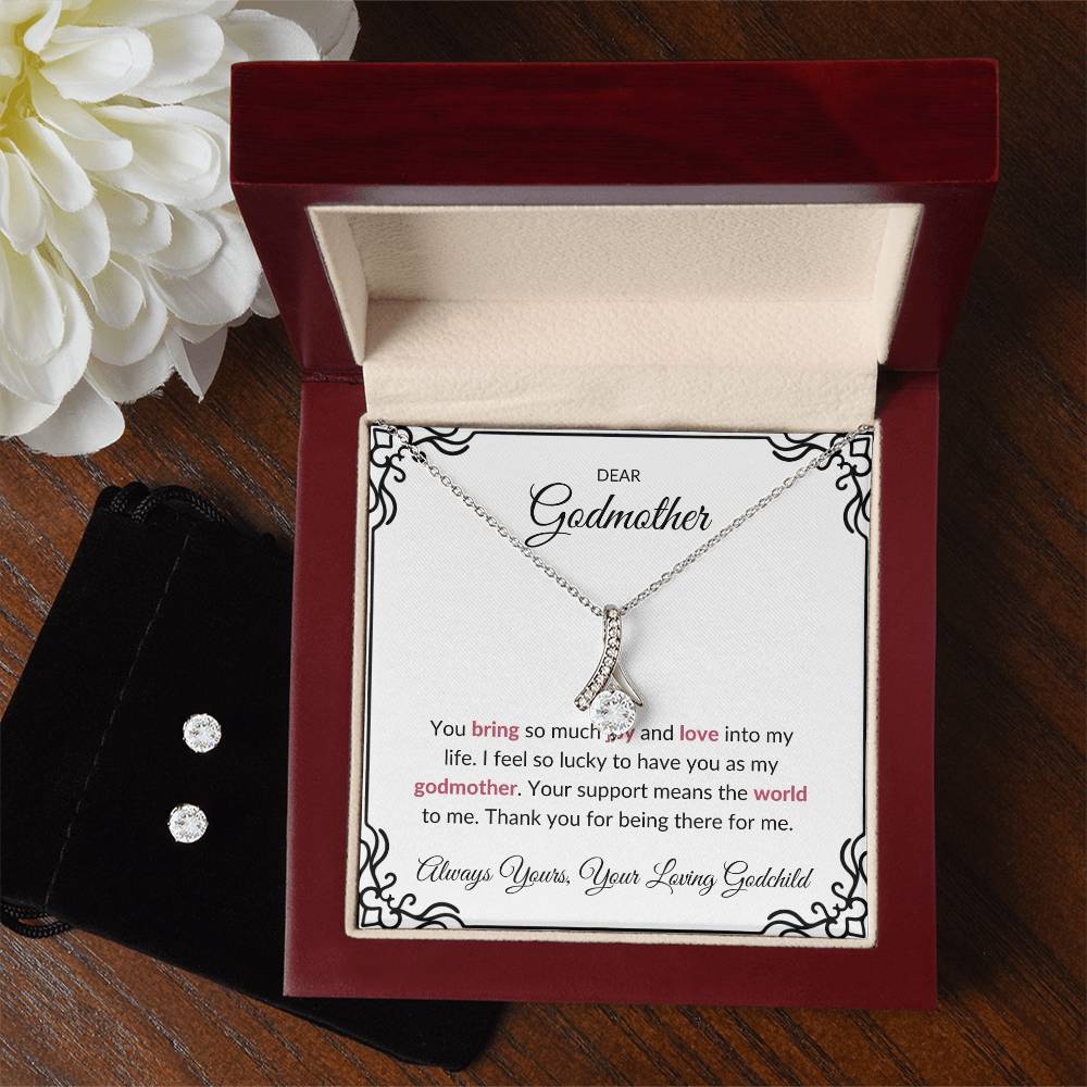 To My Lovely Godmother Alluring Beauty Necklace & Earrings Set – Elegant, Sentimental Gift to Celebrate a Cherished Godmother | Godmother Gift
