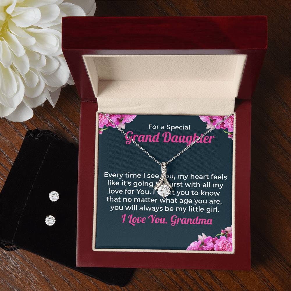 To My Special Granddaughter | Alluring Beauty Necklace & Earring Set, A Gift from Grandma