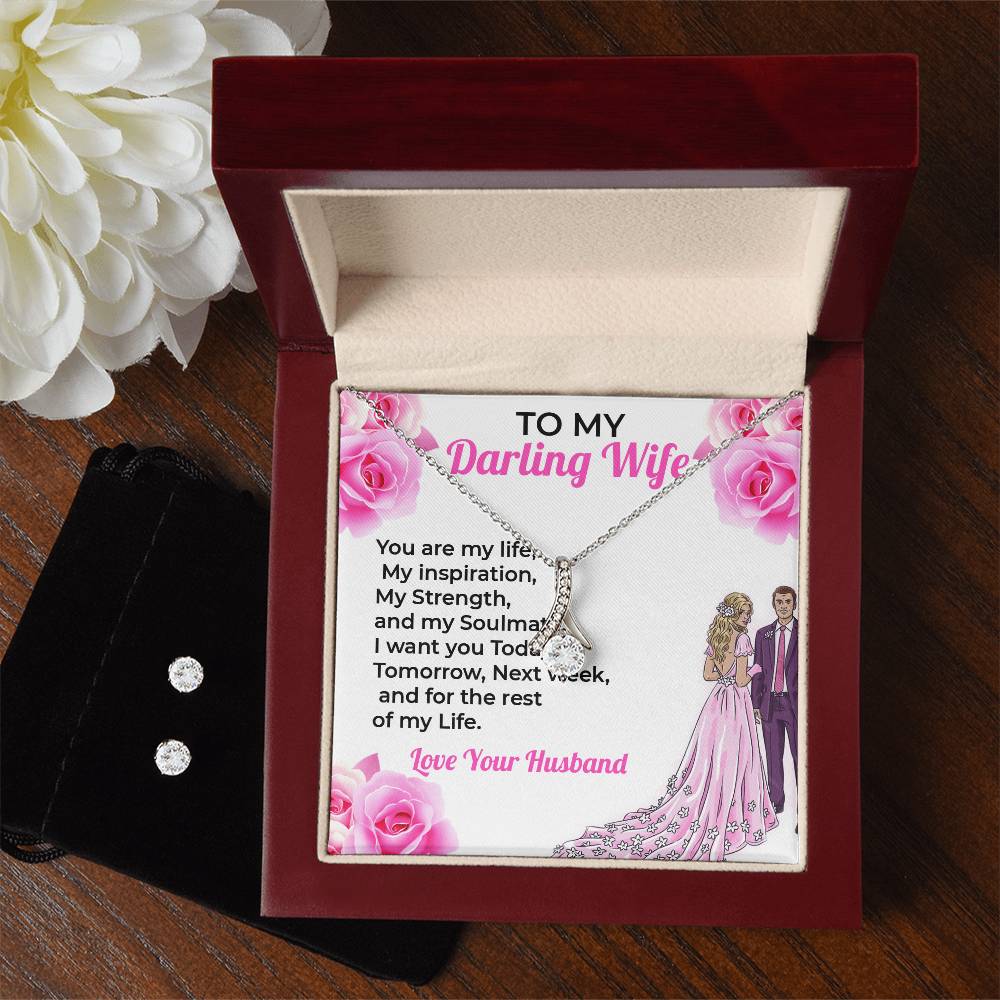 To My Darling Wife, My Everything - Beauty Necklace & Earring Set