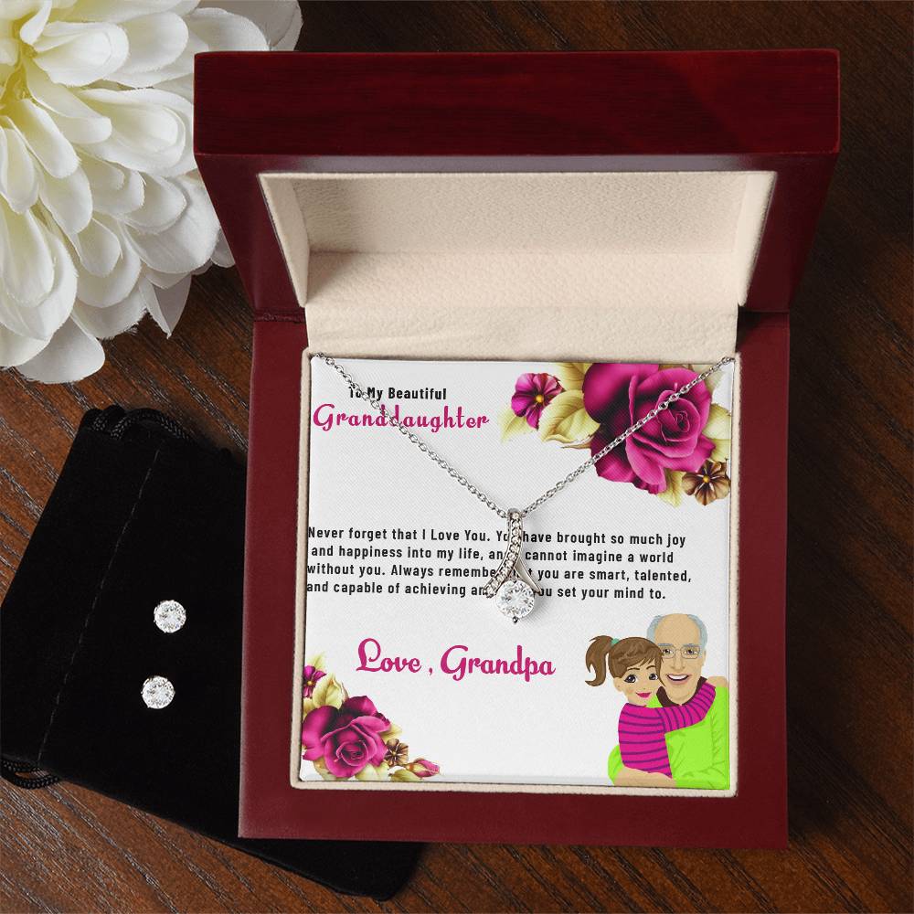To My Lovely Granddaughter | Alluring Beauty Necklace & Earring Set, A Treasured Gift from Grandpa