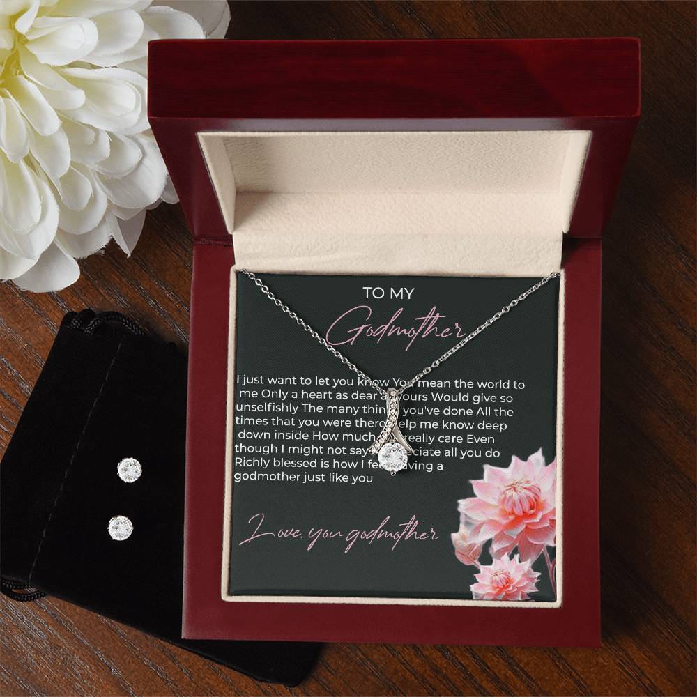 To My Godmother Alluring Beauty Necklace & Earrings Set – A Timeless Gift of Love and Appreciation | Godmother Gift