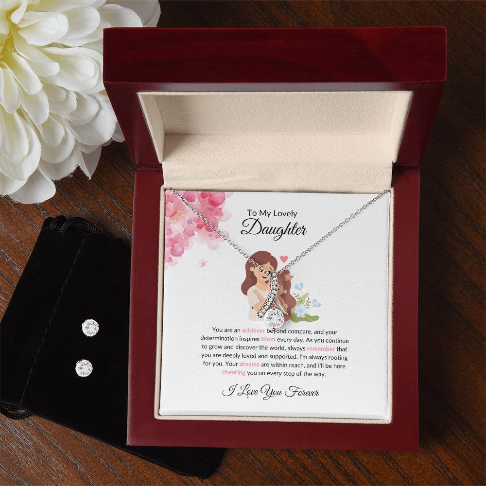 To My Lovely Daughter – Heartfelt Beauty Necklace & Earrings Jewelry Bundle - SOUVMOUR