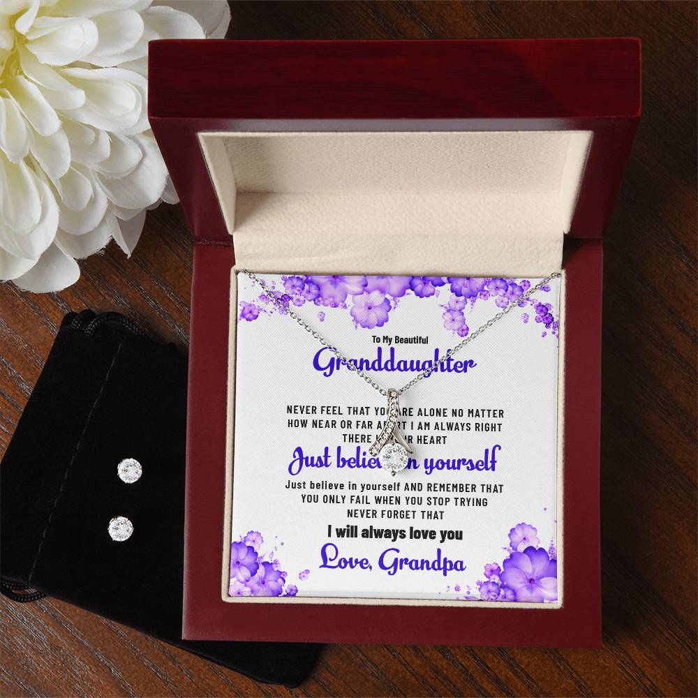 To My Beautiful Granddaughter | Alluring Beauty Necklace & Earring Set, Sent with Love from Grandpa