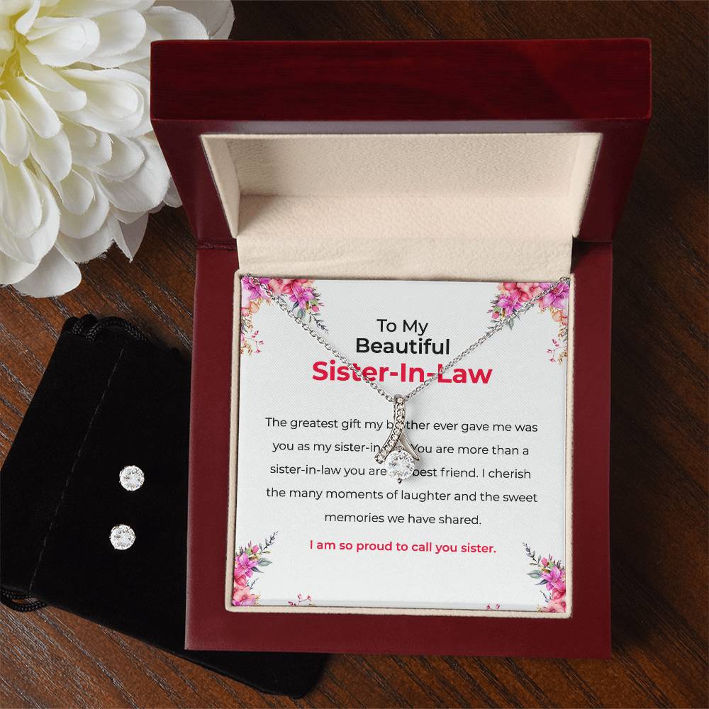 To My Beautiful Sister-in-Law | Alluring Beauty Necklace & Earring Set | Gift for Sister-in-Law