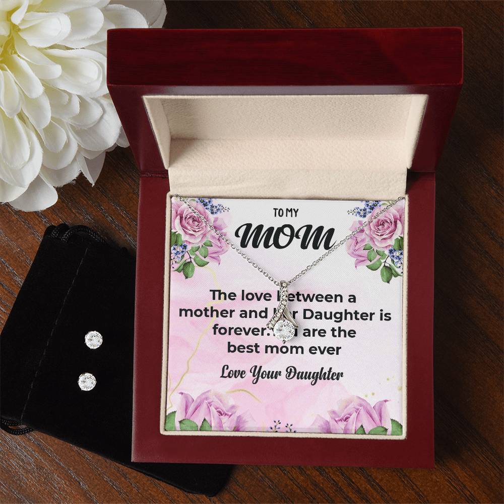 To My Mom | Elegant Alluring Beauty Necklace and Earrings Gift | Mother-Daughter Bond Necklace