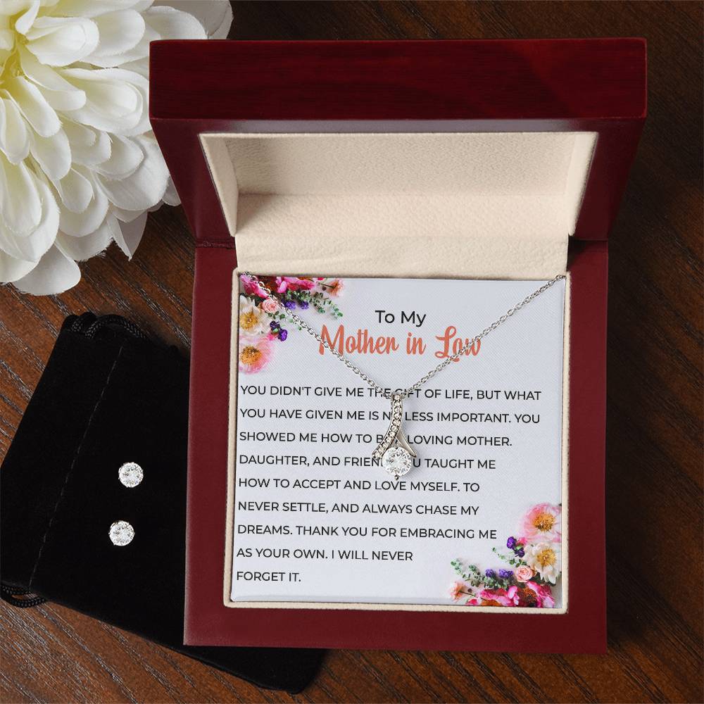 To My Cherished Mother-in-law | Eternal Beauty Necklace | Elegant Mother-in-law Gift | Necklace & Earring Set Gift