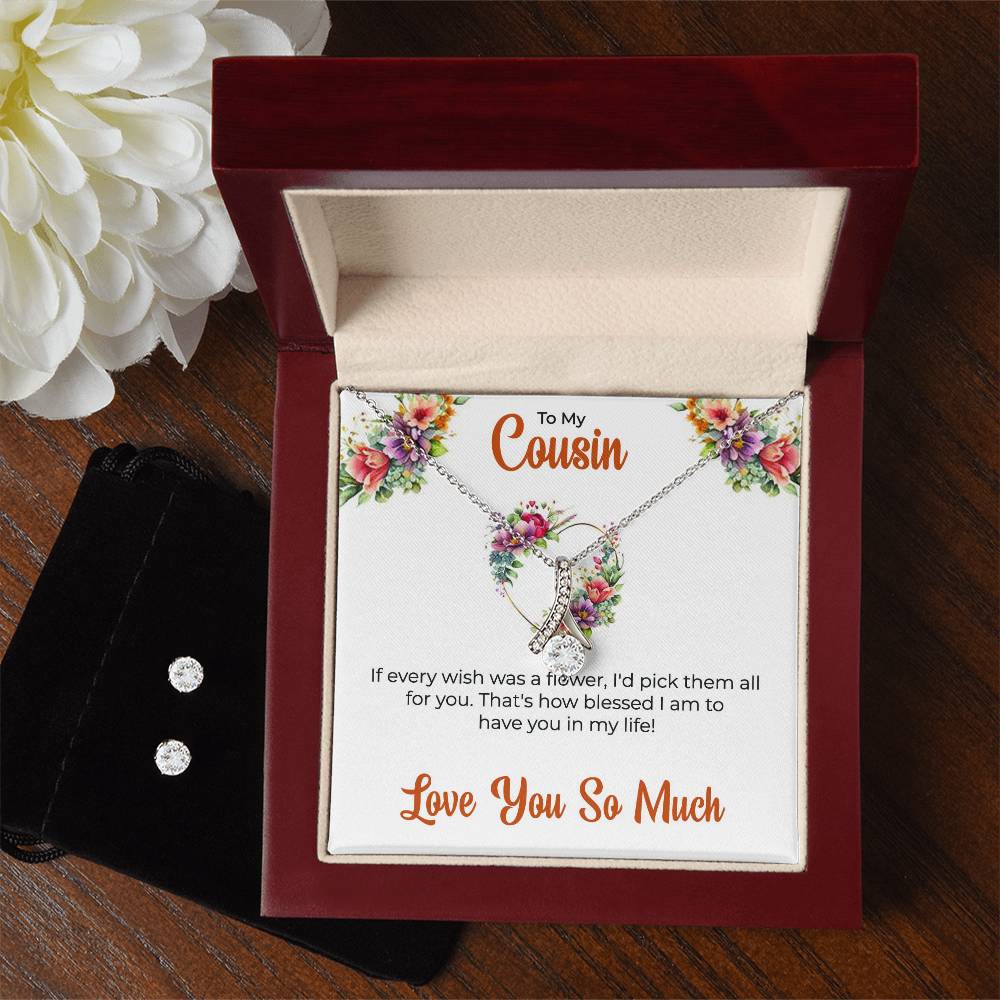 Cousin Necklace | To My Cousin My Best Friend - Alluring Beauty Necklace & Earring Set | Cousin Friendship Necklace