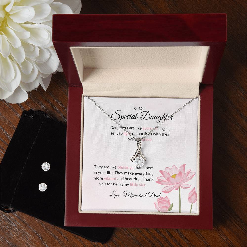 To My Special Daughter – Heartfelt Beauty Necklace & Earrings Bundle Present For Daughter