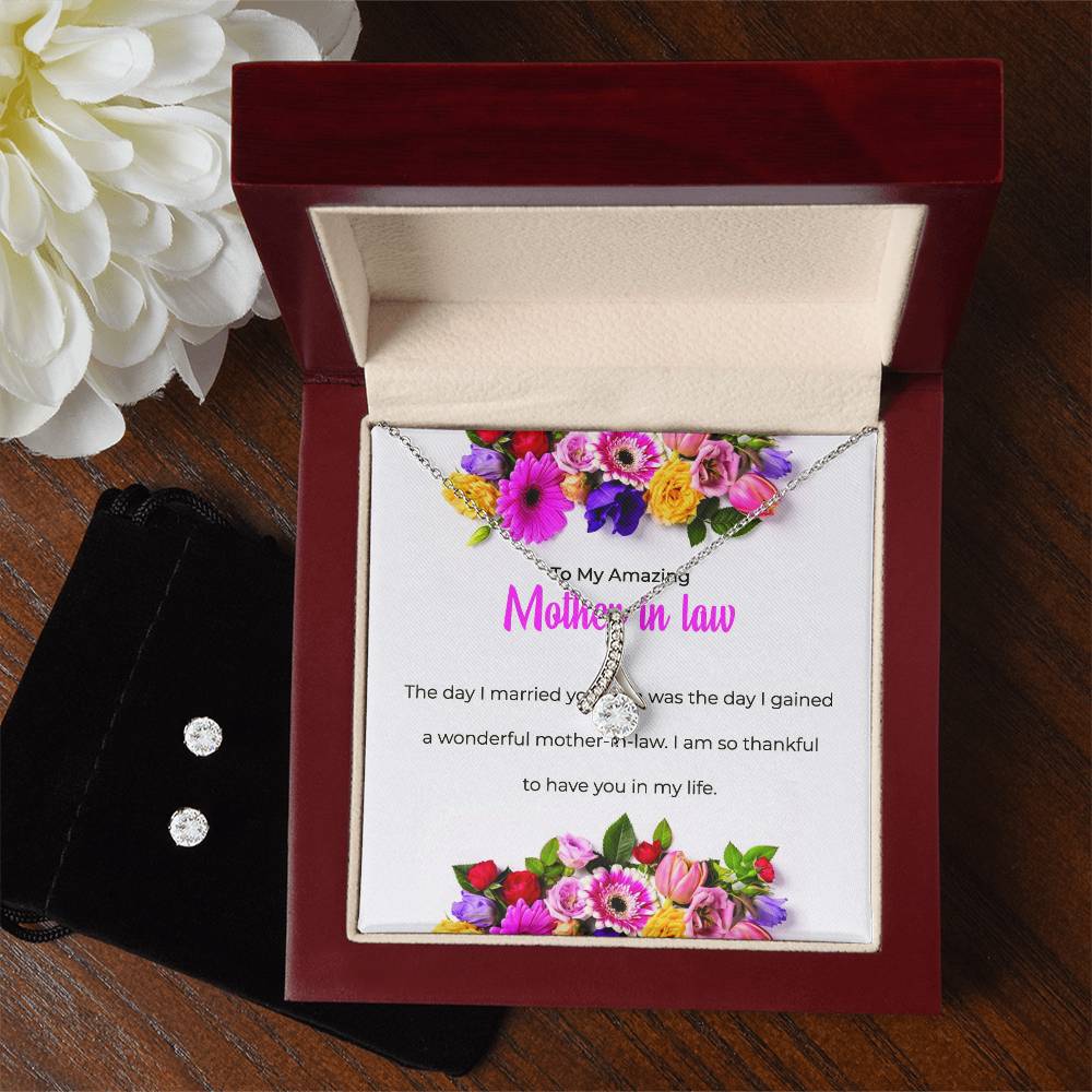 To My Amazing Mother-in-law | Eternal Beauty Necklace | Thoughtful Gift for Mother-in-law | Necklace & Earring Set Gift