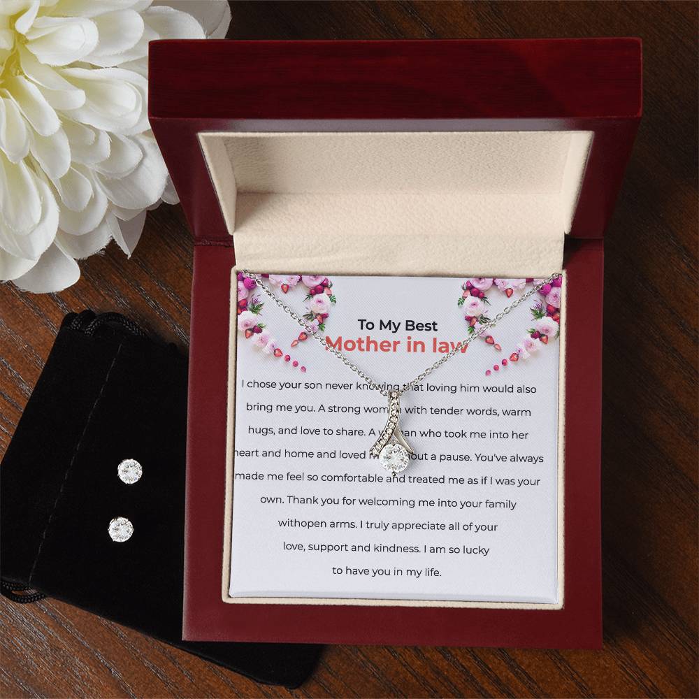 To the Best Mother-in-law | Eternal Beauty Necklace | Cherished Gift for Mother-in-law | Necklace & Earring Set Gift