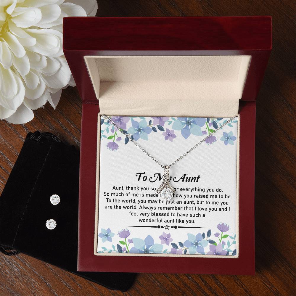To My Aunt Necklace & Earrings Gift Set– Alluring Beauty Earrings & Necklace Set For Aunt - SOUVMOUR