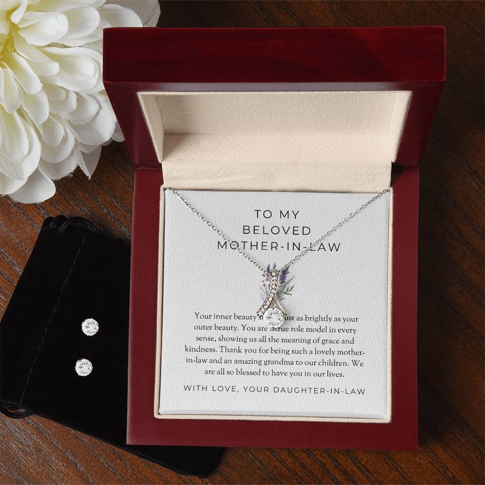 To My Beloved Mother-in-law | Eternal Beauty Necklace | Heartfelt Mother-in-law Gift | Necklace & Earring Set Gift
