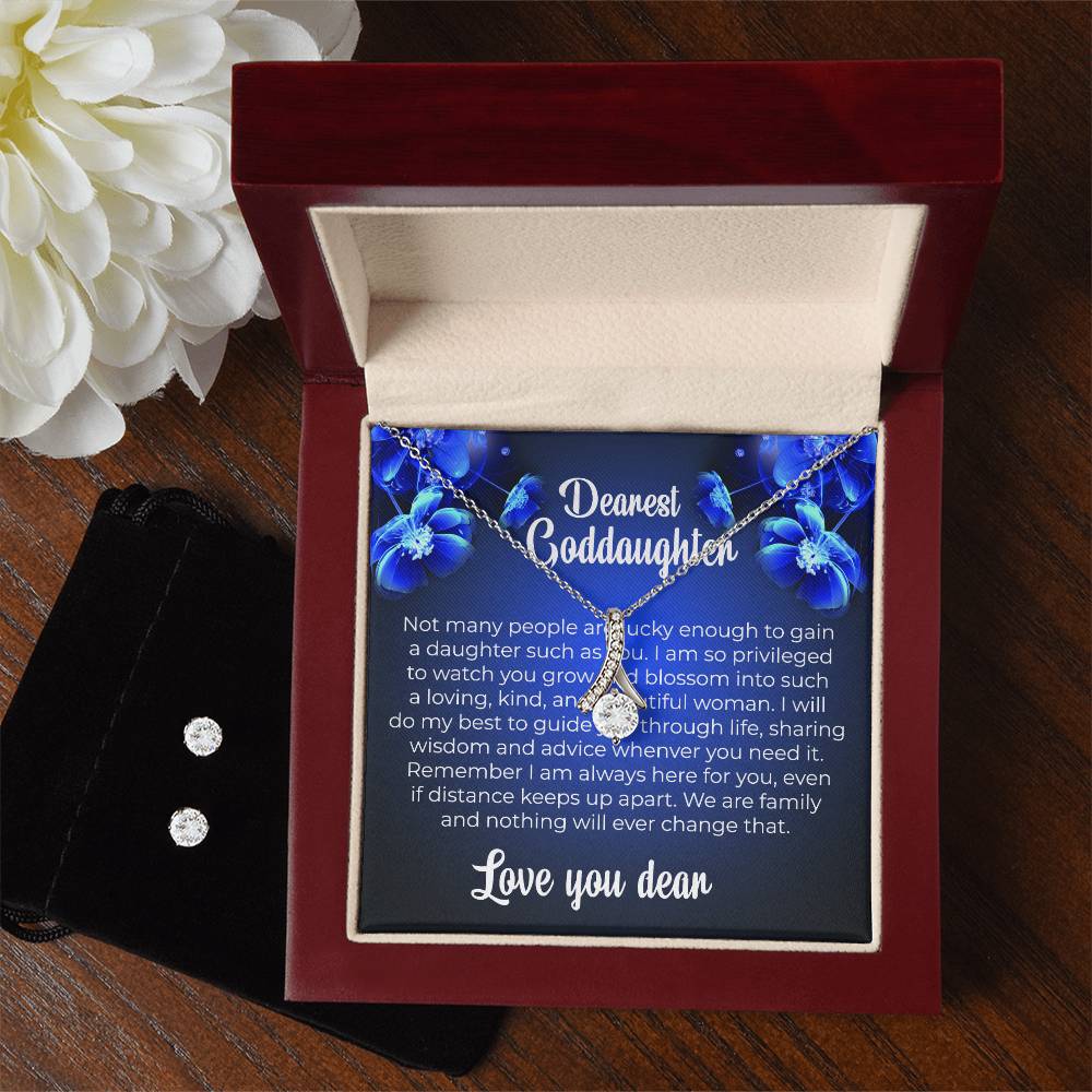 Alluring Beauty Necklace & Earring Set | To My Dearest Goddaughter | A Treasure That Shines with Love | Goddaughter Gift