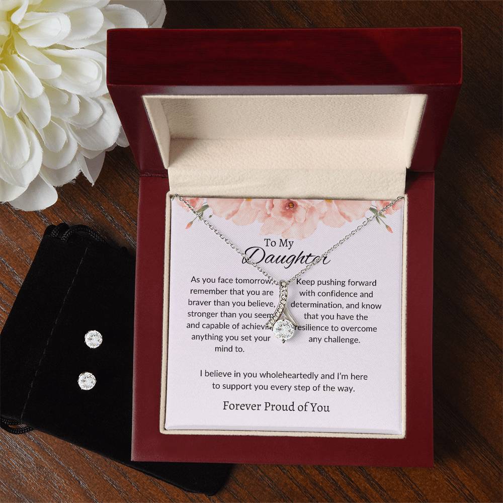 To My Dear Daughter – Heartfelt Beauty Necklace & Earrings Jewelry Bundle Gift From Dad