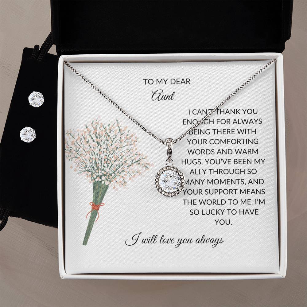 To My Dear Aunt- Necklace & Earrings Gift Set | Necklace Gift For Aunt - SOUVMOUR