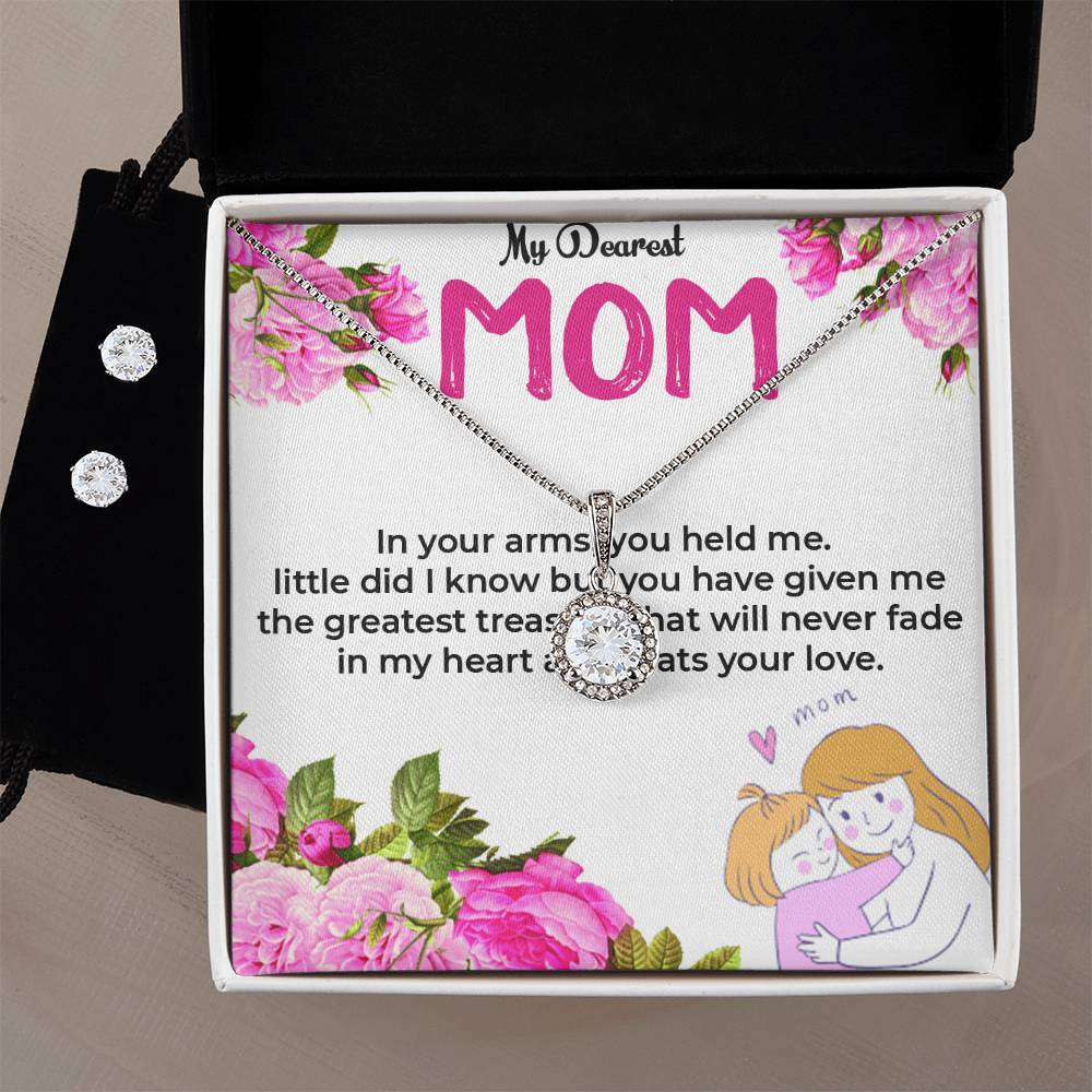 To My Dearest Mom | Heartfelt Eternal Hope Necklace & Earring Set | Necklace Gift For Mom