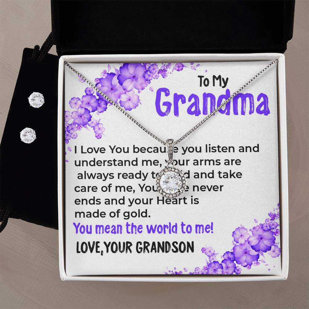 To My Grandma, My World | Stunning Eternal Hope Necklace Gift from Grandson | Gift for Grandma