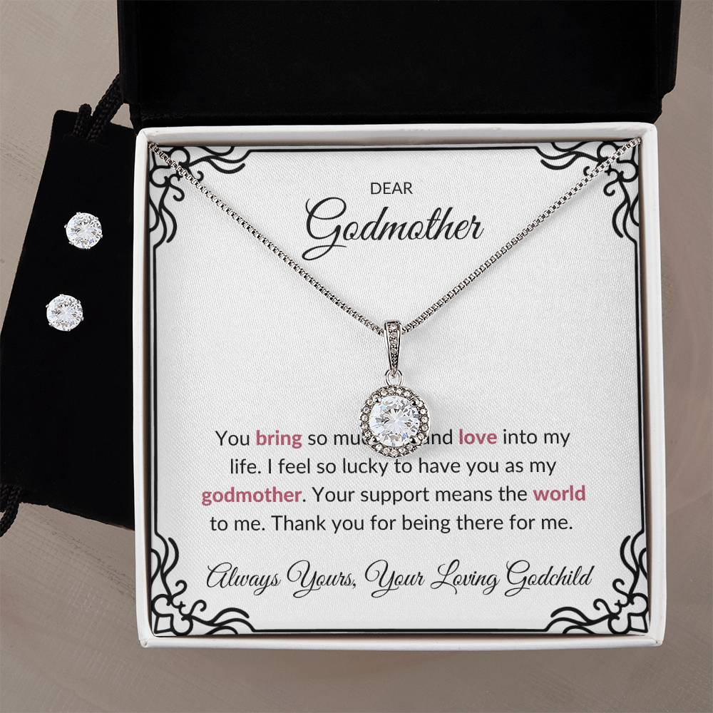 To My Lovely Godmother Eternal Hope Necklace & Earring Set | A Beautiful Gift to Honor a Cherished Godmother | Godmother Gift