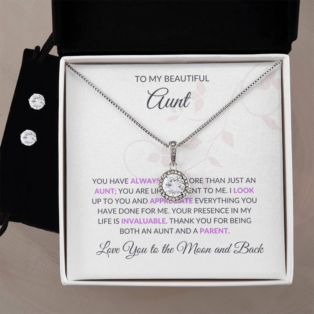 To My Sweet Aunt – Forever Love Necklace and Earrings Set | A Special Gift for Aunt - SOUVMOUR