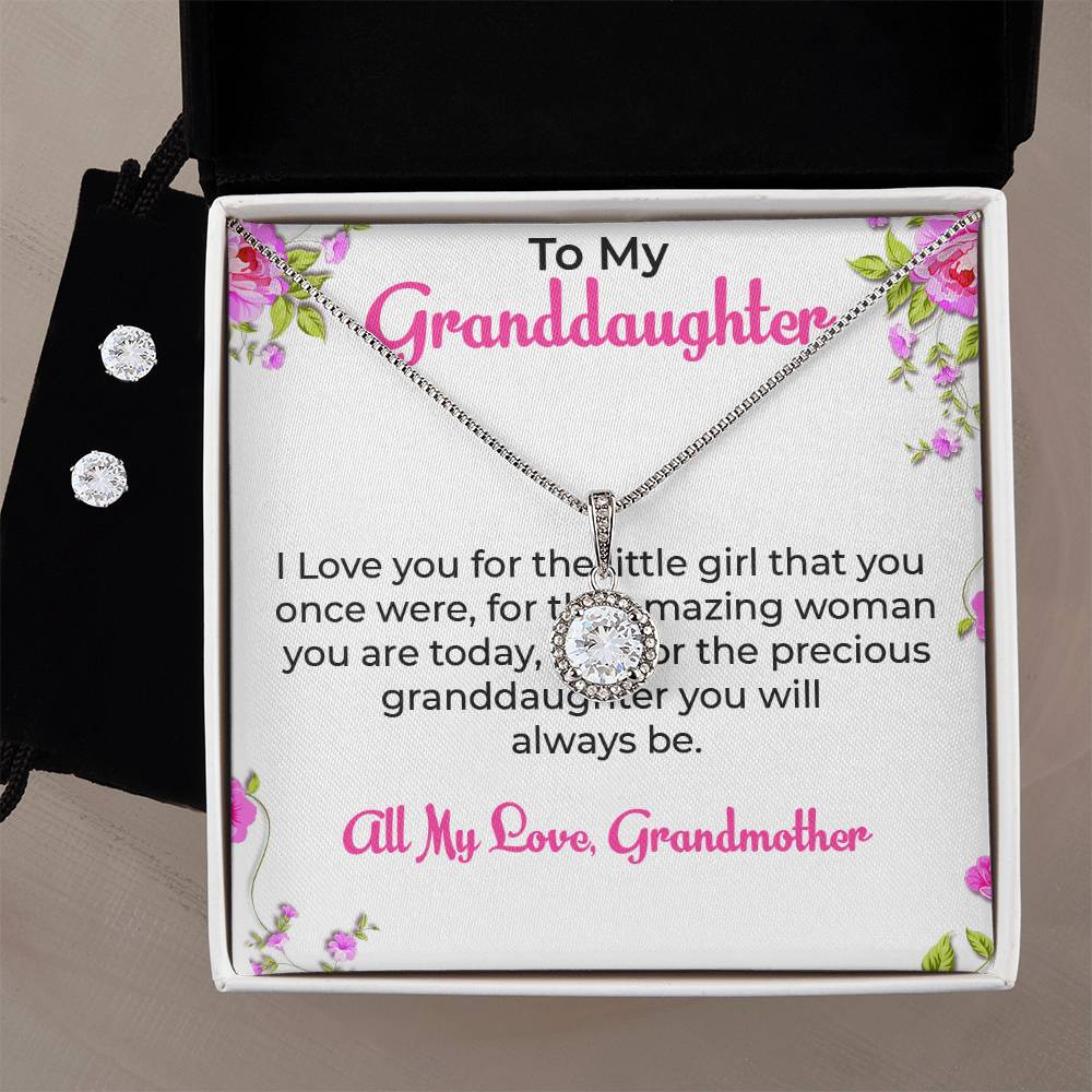 To My Dear Granddaughter | Eternal Hope Necklace & Earring Set, Grandmother & Granddaughter Bond Necklace