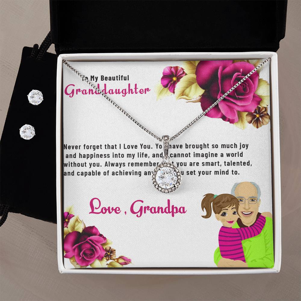 To My Lovely Granddaughter | Eternal Hope Necklace & Earring Set, Gift from Grandpa to Granddaughter