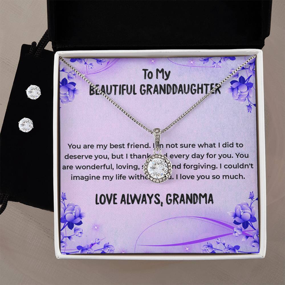 To My Wonderful Granddaughter | Eternal Hope Necklace & Earring Set, Grandmother & Granddaughter Bond Necklace
