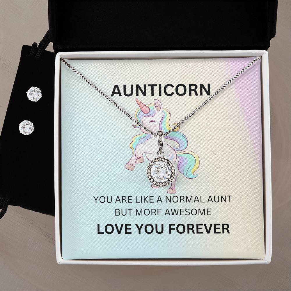 To My Auntie – Aunticorn Necklace and Earrings Set | Fun Gift for the Best Aunt - SOUVMOUR