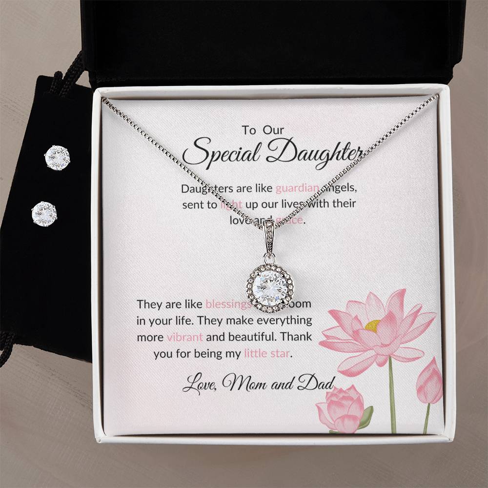 To My Special Daughter – Heartfelt Eternal Hope Necklace & Earrings Gift Bundle
