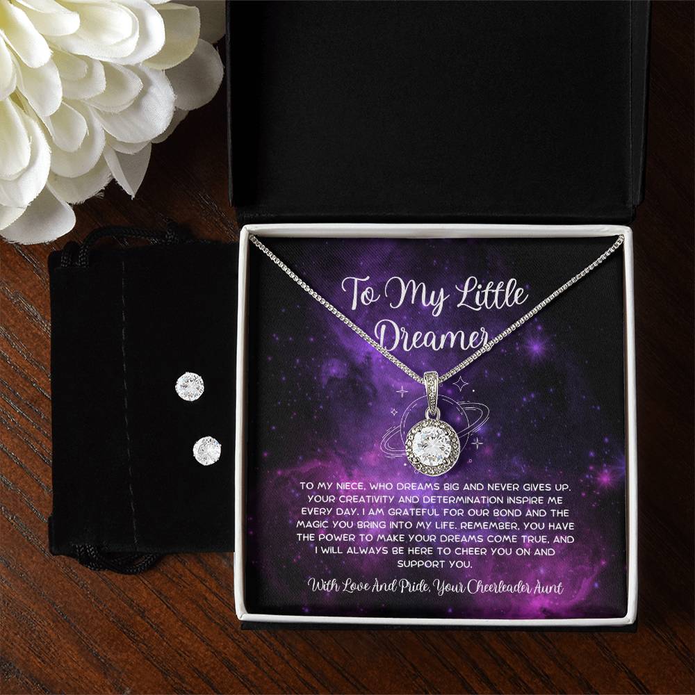 To My Little Dreamer - From Aunt to Niece Eternal Hope Necklace With Earrings - SOUVMOUR