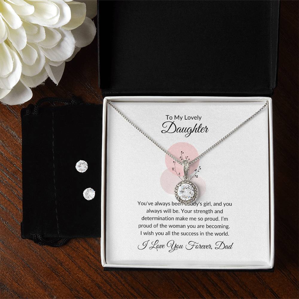 To My Lovely Daughter – Heartfelt Eternal Hope Necklace & Earrings Gift Bundle