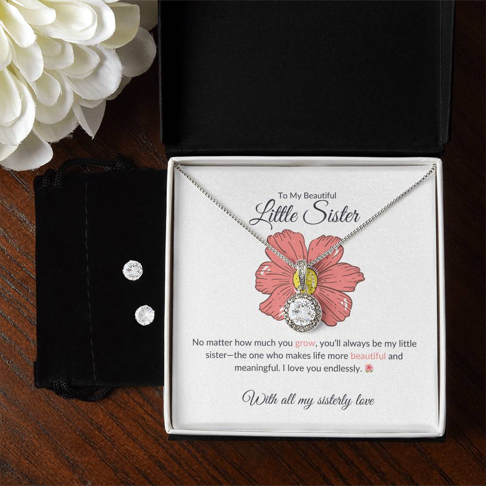 To My Beautiful Little Sister – Necklace & Earring Set | A Stunning Gift for My Precious Sister