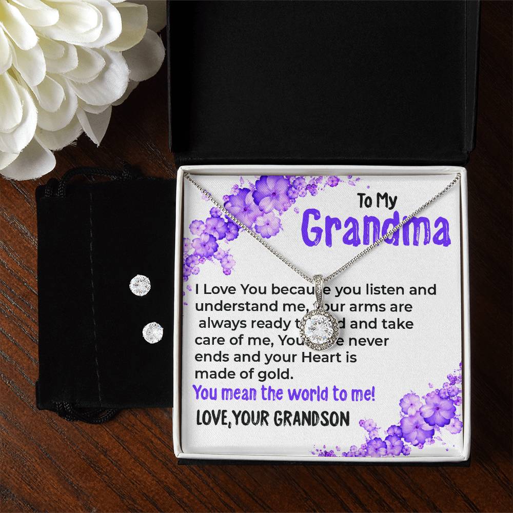 To My Grandma, My World | Stunning Eternal Hope Necklace Gift from Grandson | Gift for Grandma