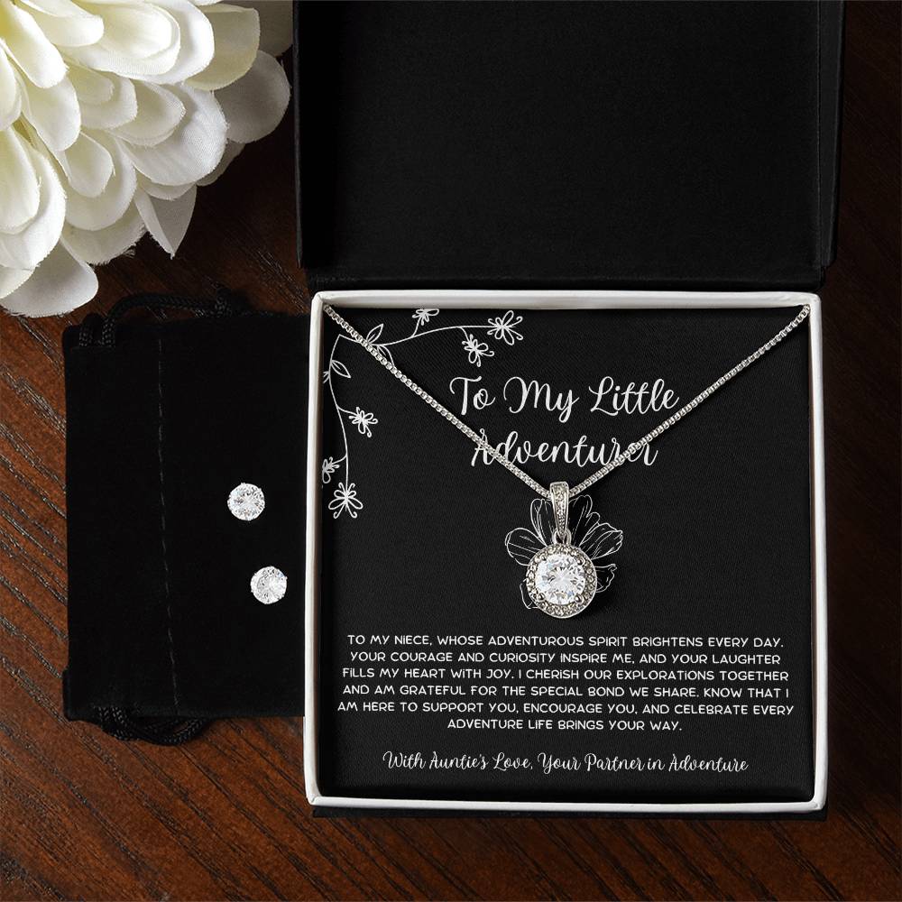 To My Little Adventurer - From Aunt to Niece Eternal Hope Necklace With Earrings - SOUVMOUR