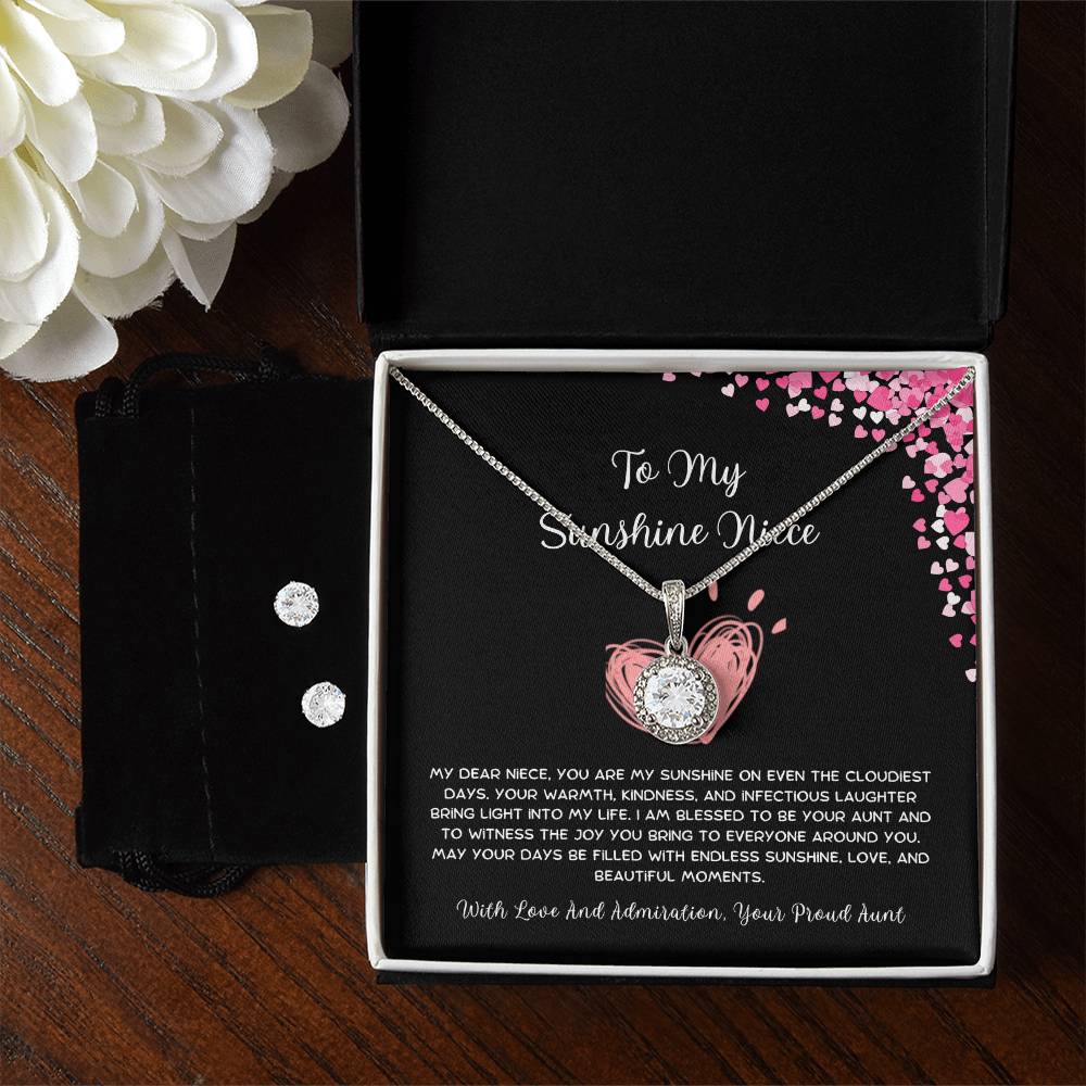 To My Sunshine Niece - From Aunt to Niece Eternal Hope Necklace With Earrings - SOUVMOUR