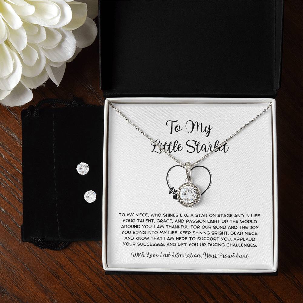 To My Little Starlet - From Aunt to Niece Eternal Hope Necklace With Earrings - SOUVMOUR