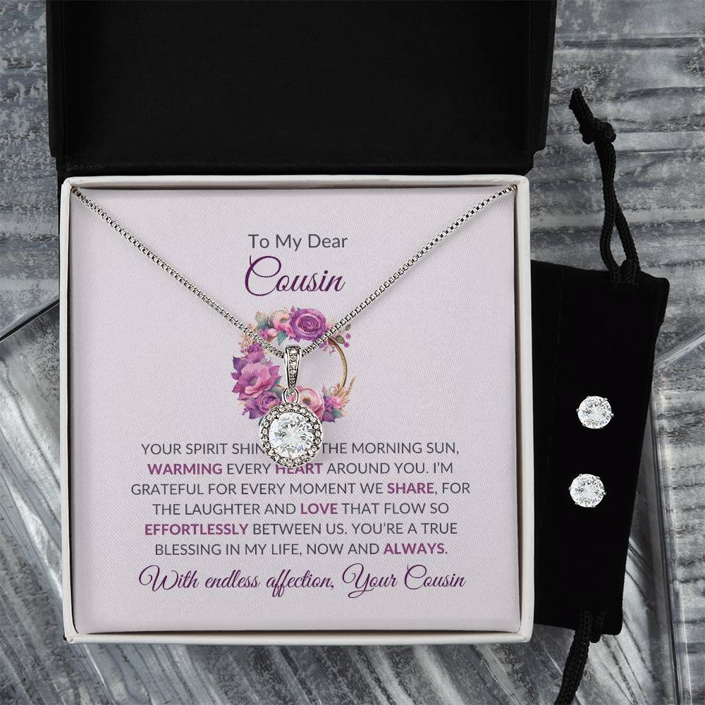 Cousin Necklace | To My Dear Cousin - Eternal Hope Necklace & Earring Set | Cousin Friendship Necklace