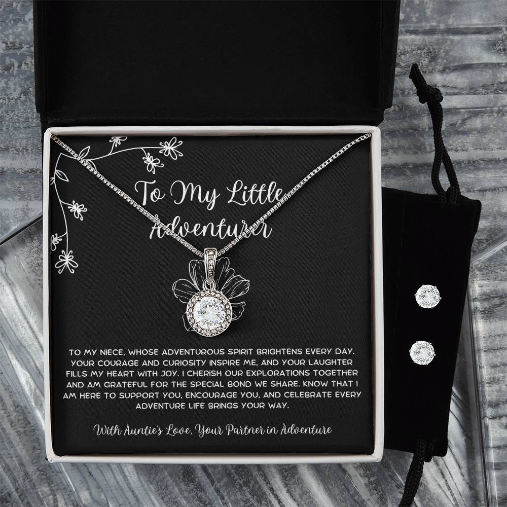 To My Little Adventurer - From Aunt to Niece Eternal Hope Necklace With Earrings - SOUVMOUR