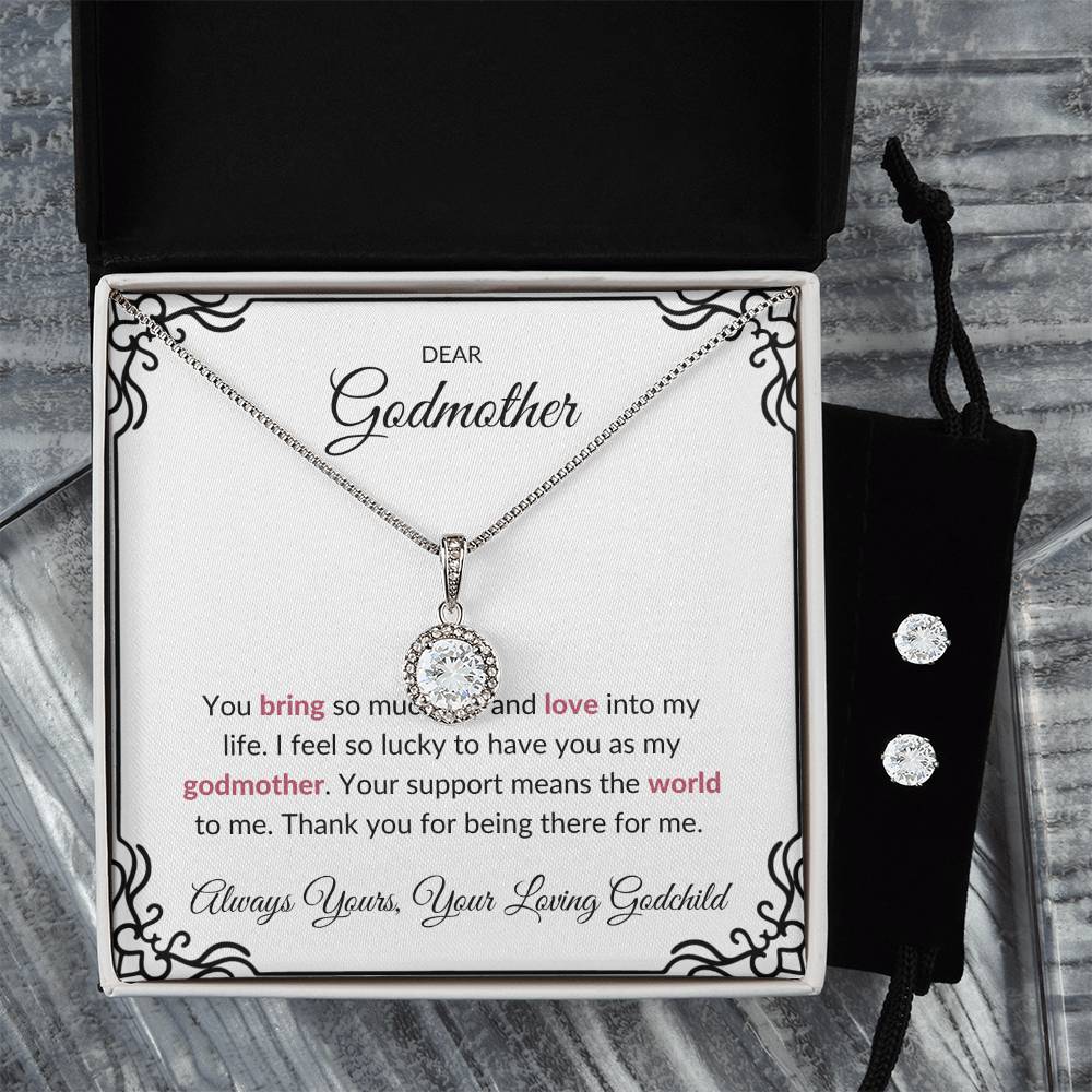 To My Lovely Godmother Eternal Hope Necklace & Earring Set | A Beautiful Gift to Honor a Cherished Godmother | Godmother Gift