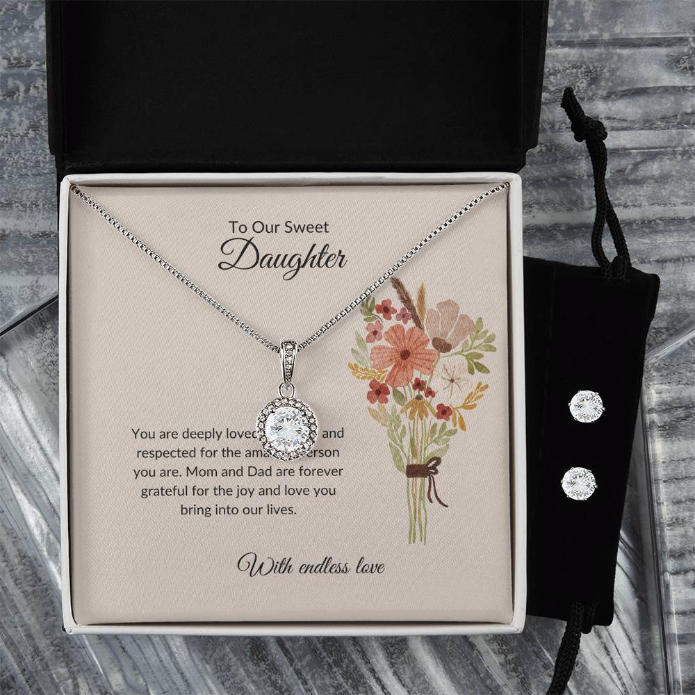 To My Sweet Daughter – Heartfelt Eternal Hope Necklace & Earrings Set