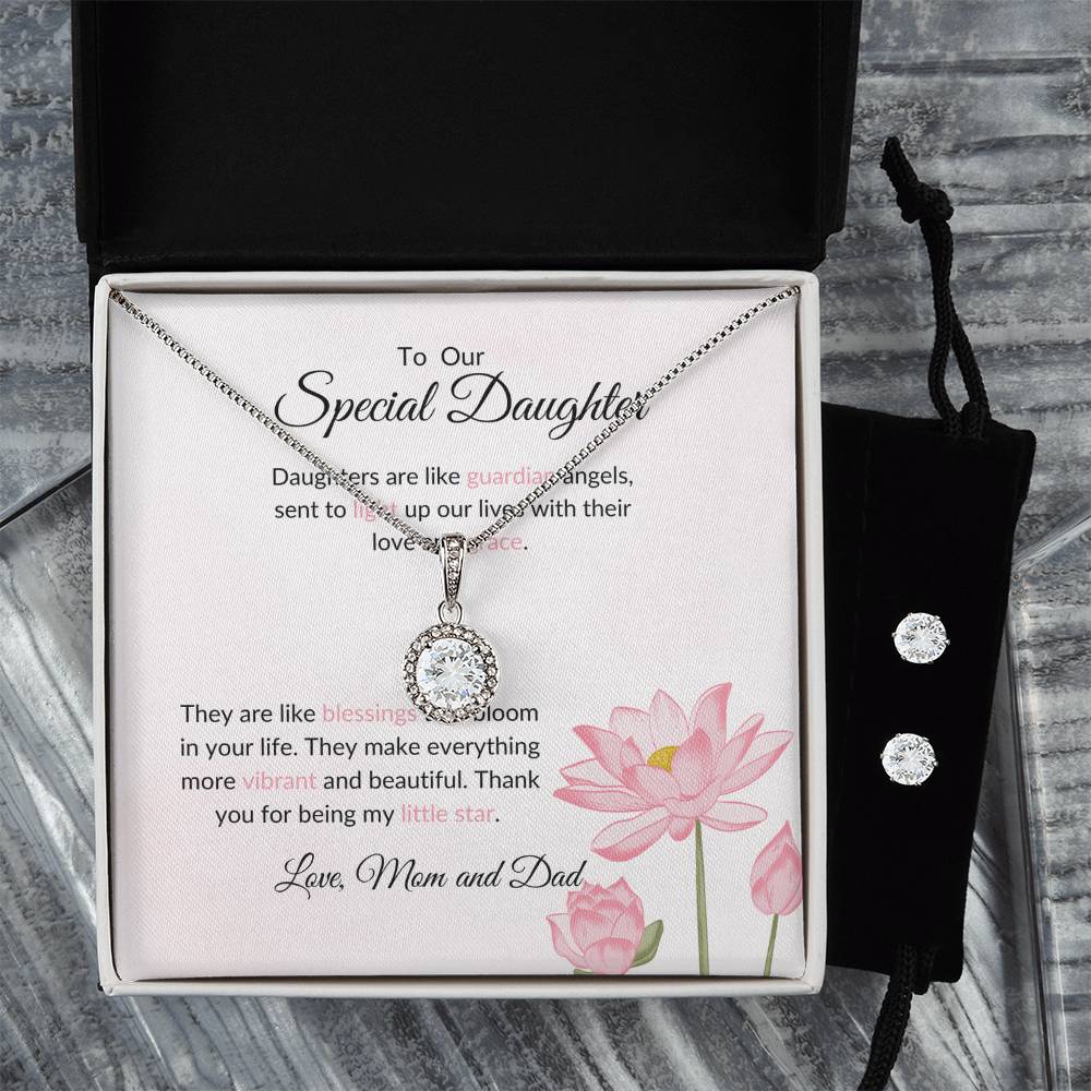 To My Special Daughter – Heartfelt Eternal Hope Necklace & Earrings Gift Bundle