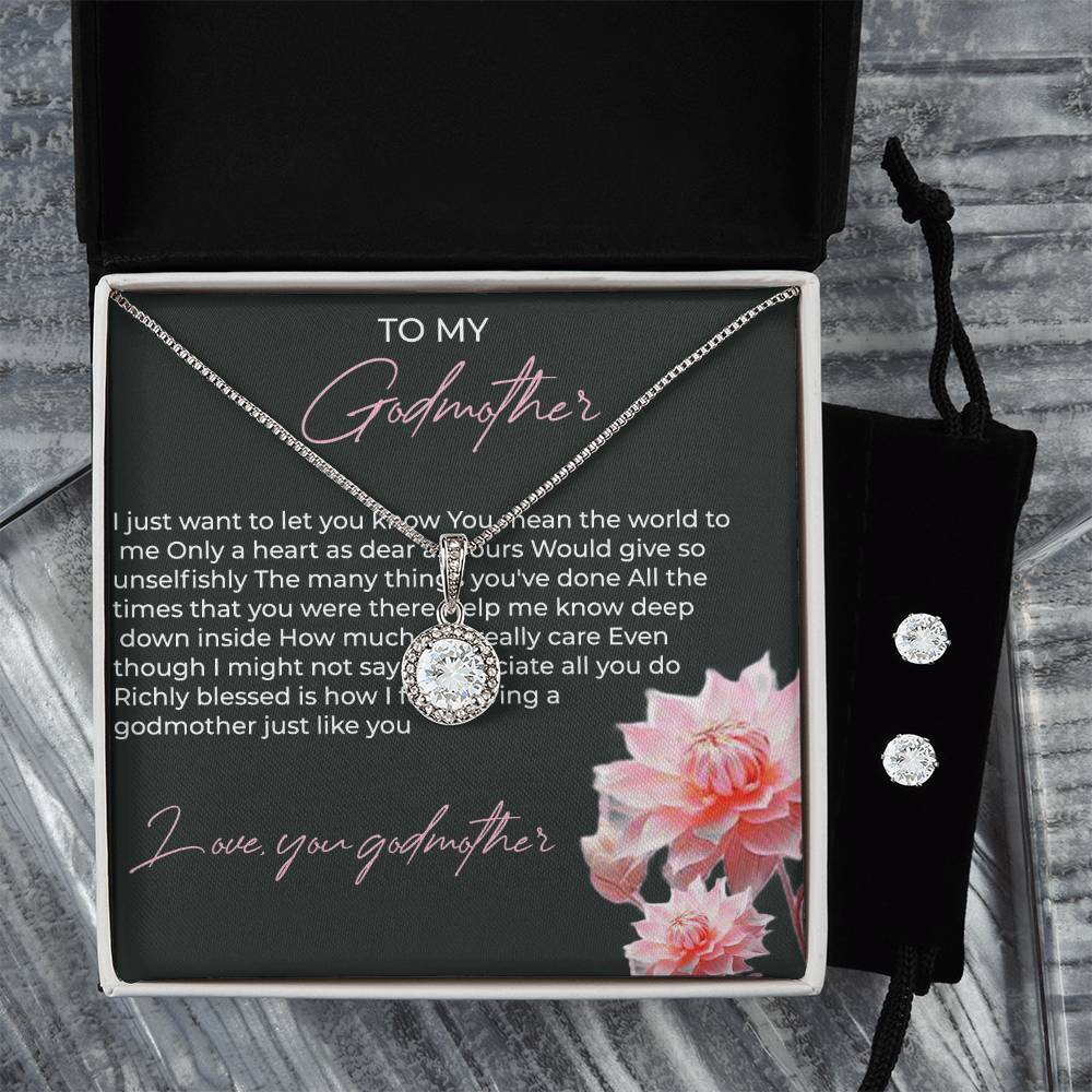 To My Godmother Eternal Hope Necklace & Earring Set – A Heartfelt Symbol of Love and Gratitude | Godmother Gift